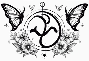 Capricorn sign and butterflies with a cross sleeve tattoo idea