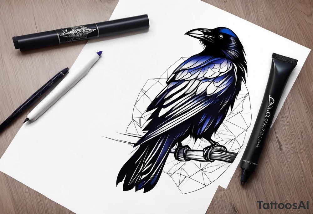 Generate a tattoo of a raven for the forearm tattoo idea