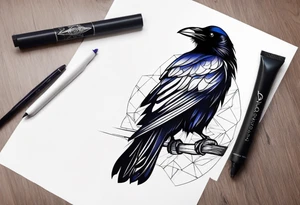 Generate a tattoo of a raven for the forearm tattoo idea