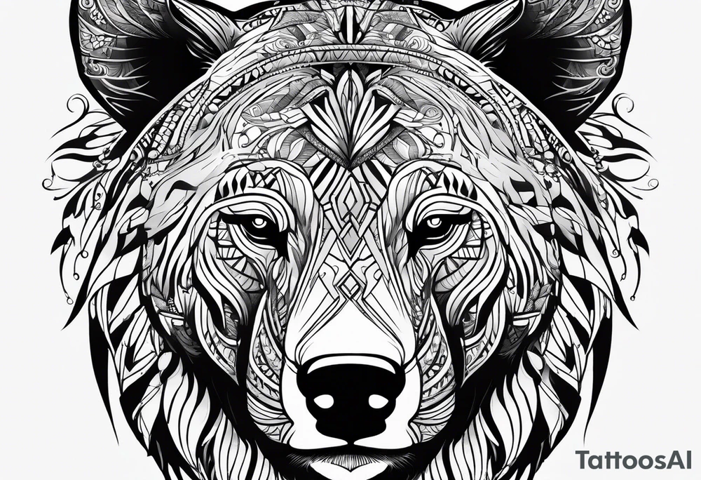 Bear face tattoo idea
