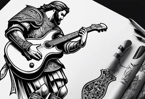 Armor of God with guitar tattoo idea