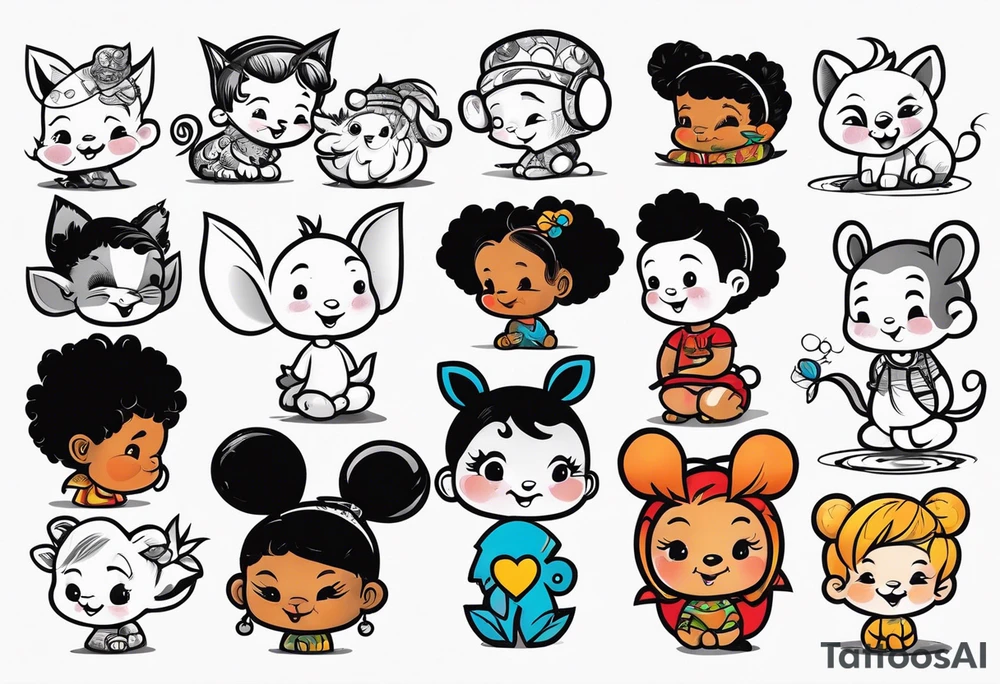 SMALL CHILDREN, OF DIFFERENT RACES, 8 EARS OLD, IN A GROUP OF 5 tattoo idea