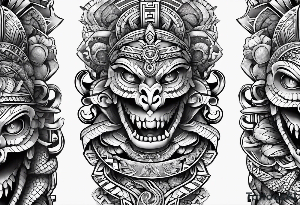 aztec snake sleeve tattoo idea