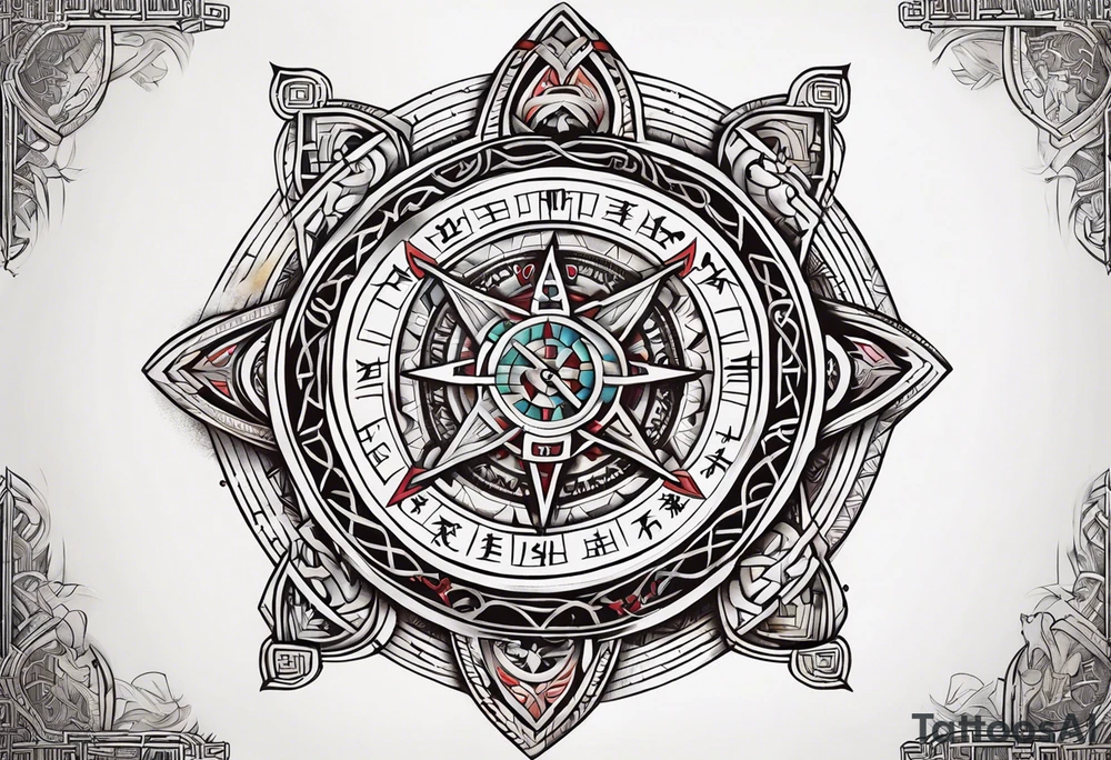 Viking runes and compass tattoo idea