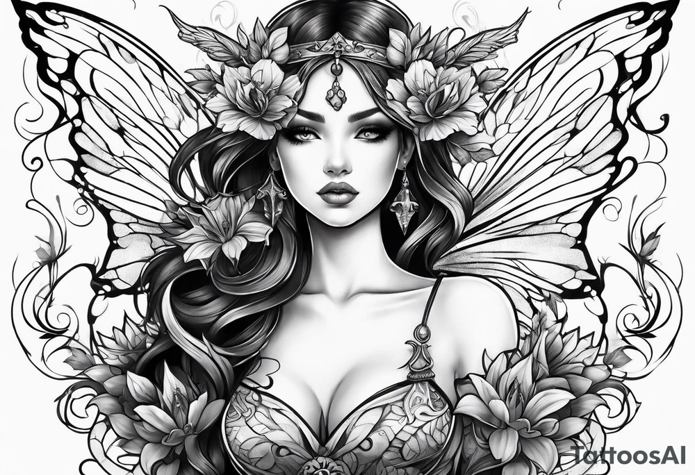 Full body small fairy mythical tattoo idea