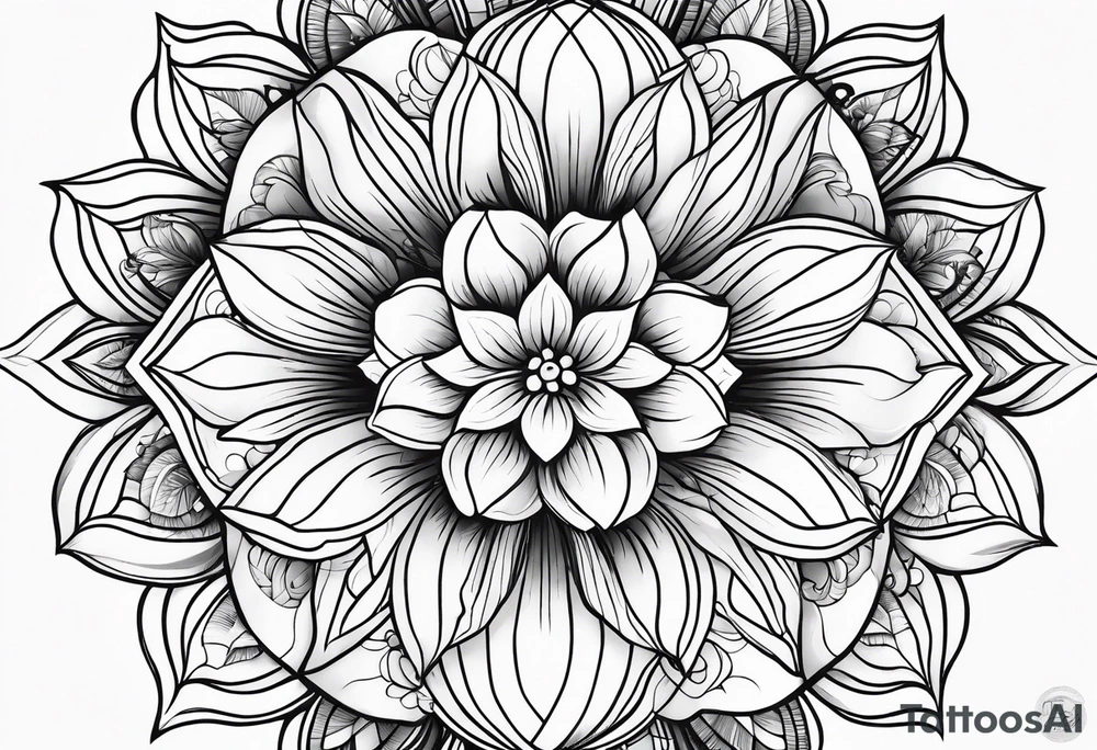 flower, ocean, géométric tattoo idea