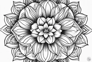 flower, ocean, géométric tattoo idea