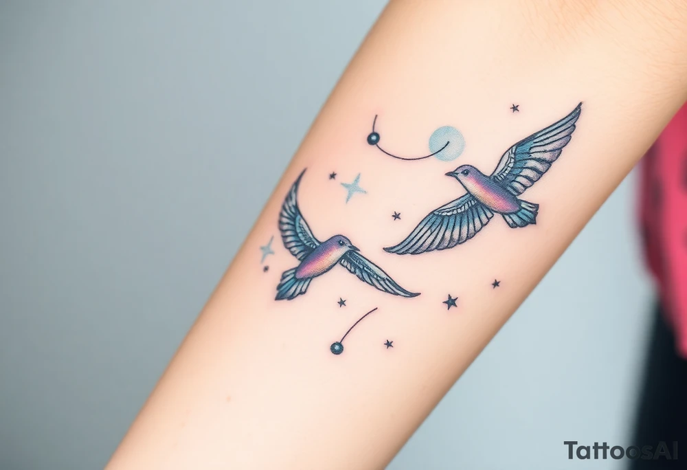 birds flying to the stars tattoo idea