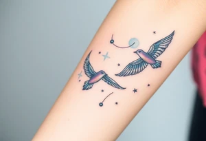 birds flying to the stars tattoo idea