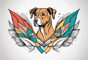 Simple colored tattoo with elements linked to bodybuilding dogs travel and freedom tattoo idea