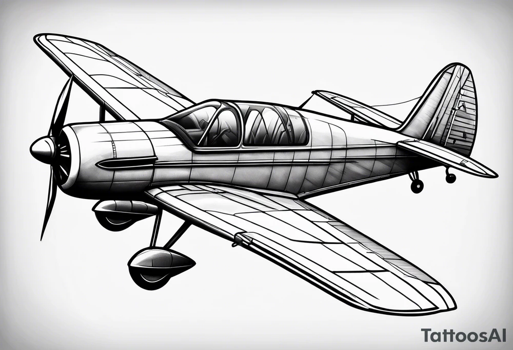 sketch of adventure plane in perspective from the above tattoo idea