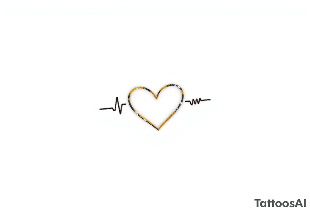 A heartbeat line wrapping around a delicate infinity symbol, colored in silver with gold, representing eternal love. tattoo idea