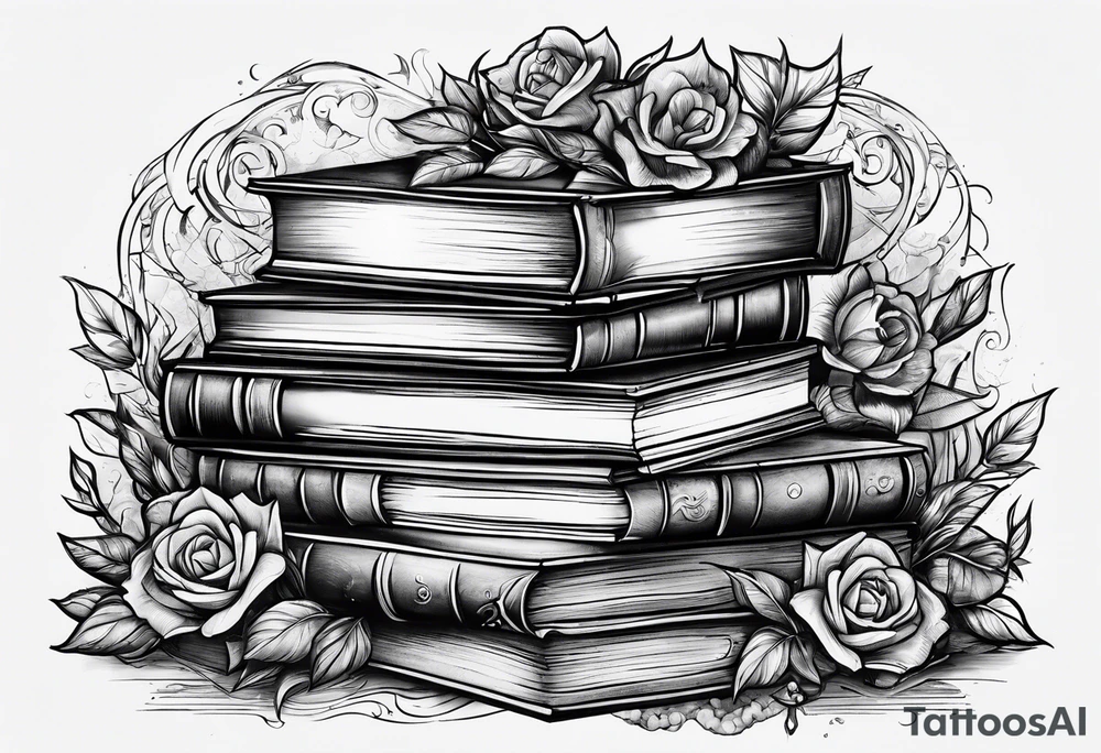 A stack of fantasy books tattoo idea