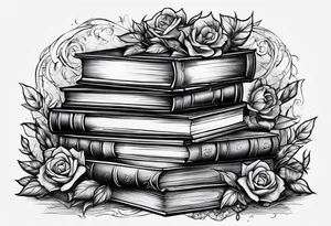 A stack of fantasy books tattoo idea