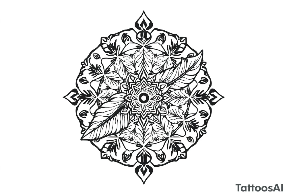 spiritual feather indian mandala shaman rune tattoo idea