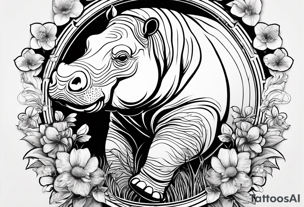 Hippo, flowers, moon, interstella,
Extreme fine lines, tribal, geometric, japanese, artistic tattoo idea