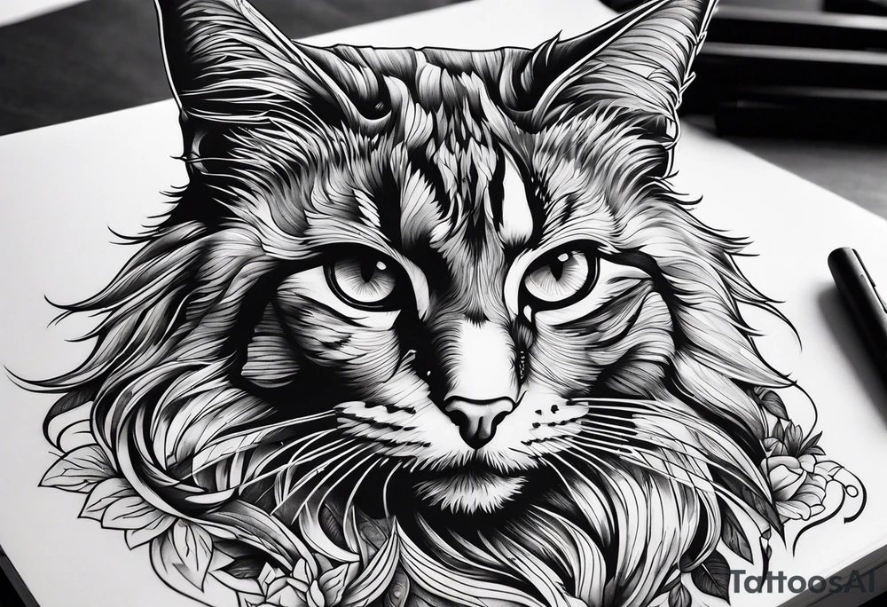 кот и mackbook tattoo idea