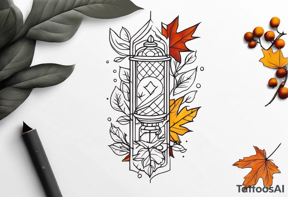 knee tattoo in fall color masculine design tattoo idea