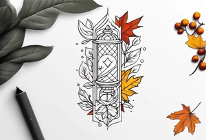 knee tattoo in fall color masculine design tattoo idea