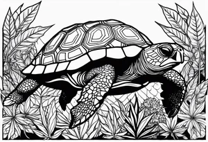 Turtle in marijuana field tattoo idea