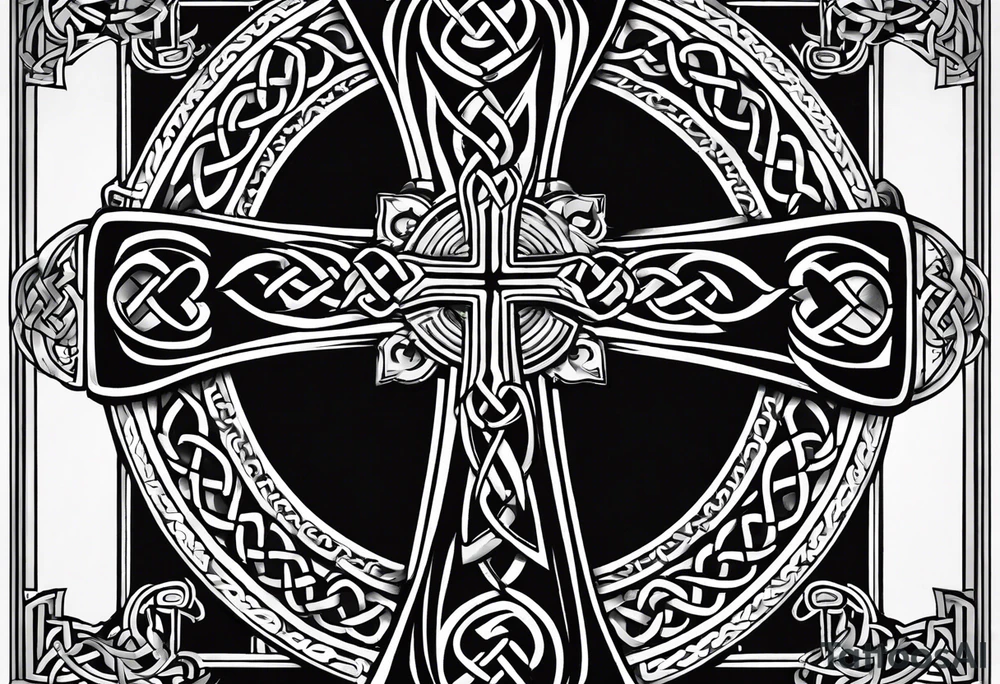 Celtic cross with the name " RAINIE" EMBEDDED IN IT tattoo idea