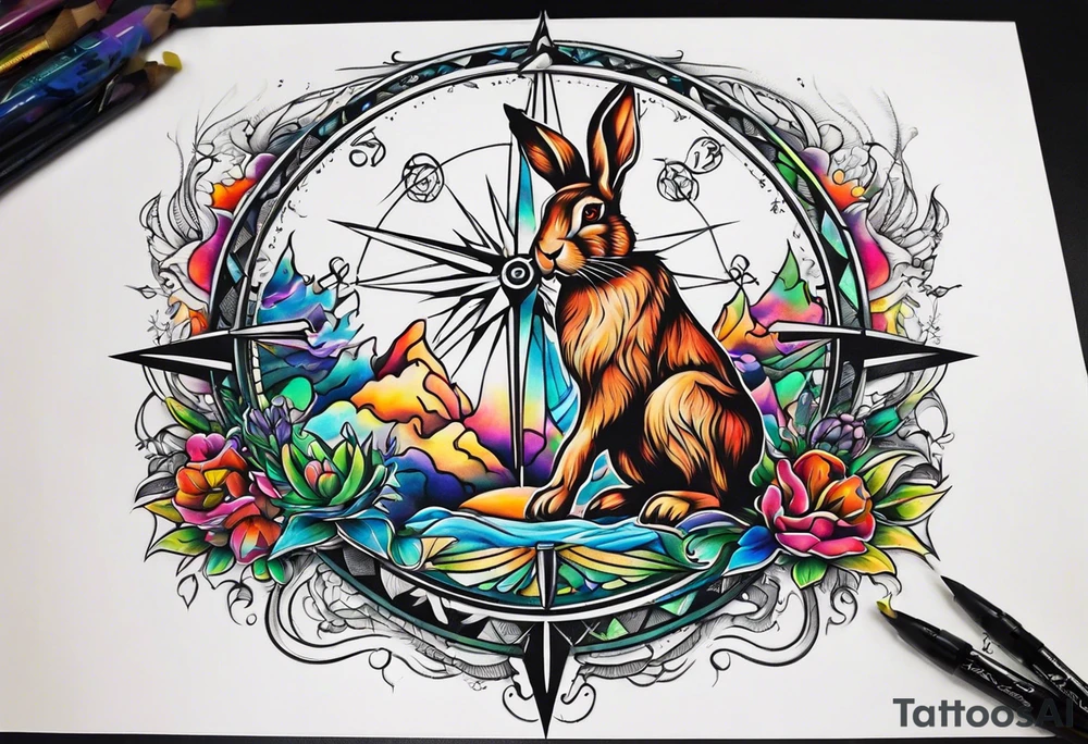 Compass wonderland  dead 
rabbit tattoo idea