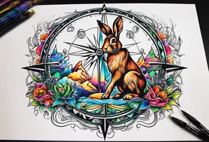 Compass wonderland  dead 
rabbit tattoo idea