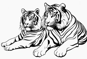 two thai tiger bodies vertical tattoo idea