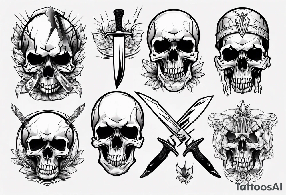 knife skull tattoo idea