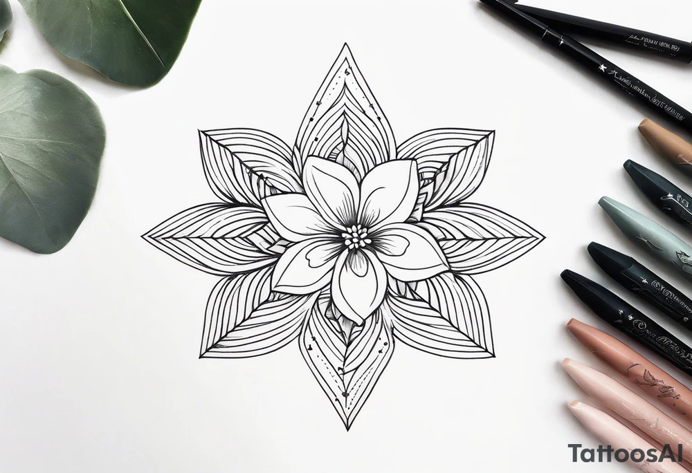 fine line with stars, floral, dots. Sternum tattoo tattoo idea