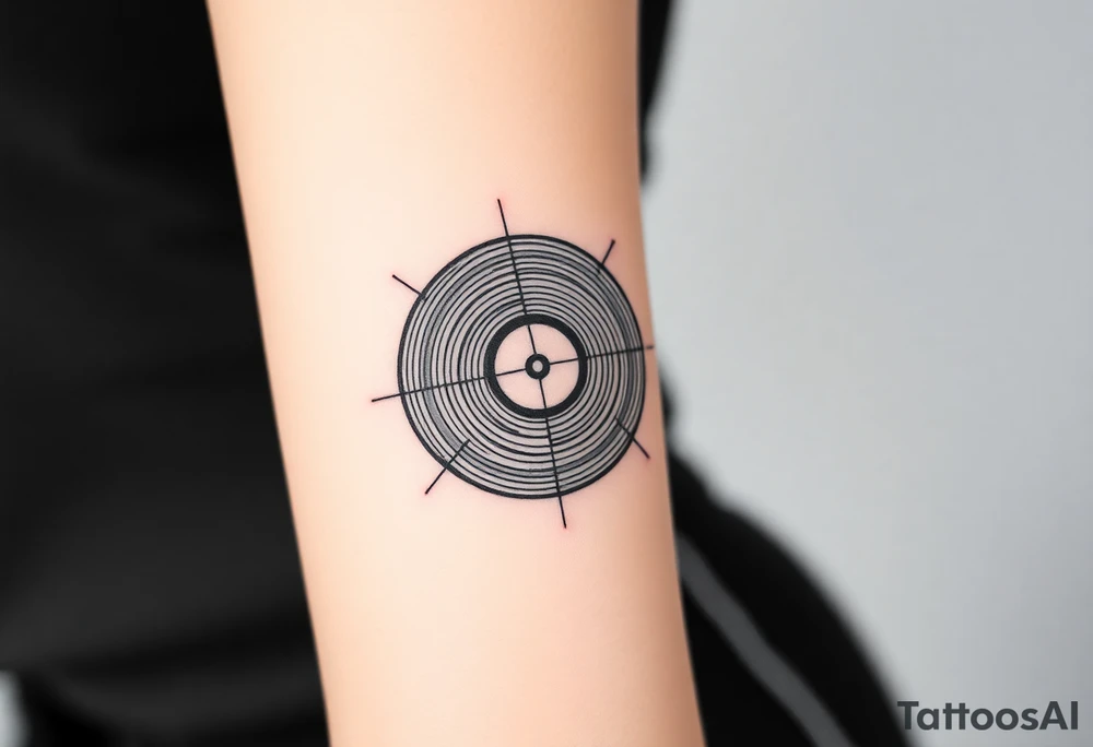 vinyl record and disco ball tattoo idea
