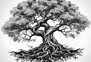 natural elements like a tree with sprawling branches and roots, which can spread across your back tattoo idea