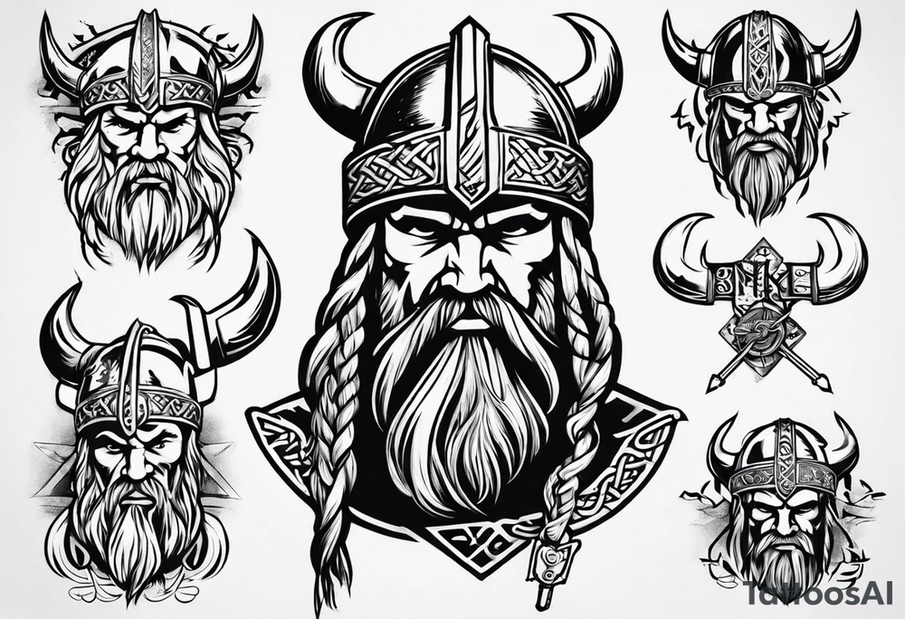 traditional viking with viking writing that also incoorporates the minnesota vikings logo tattoo idea