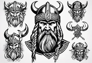 traditional viking with viking writing that also incoorporates the minnesota vikings logo tattoo idea