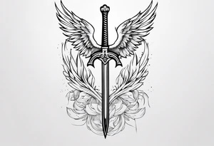 anjo com uma espada tattoo idea