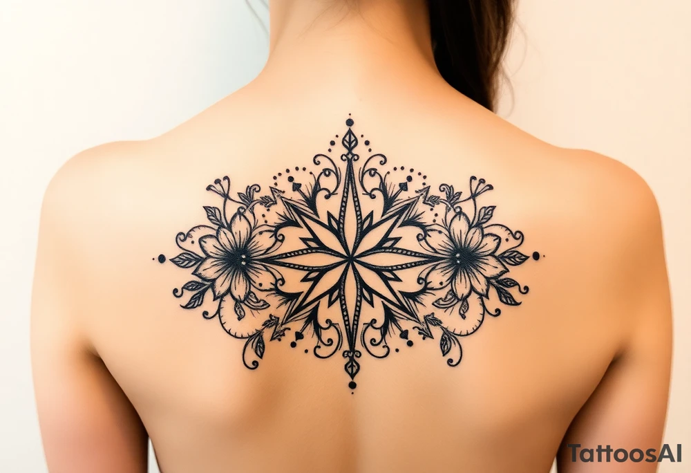 Floral compass tattoo idea