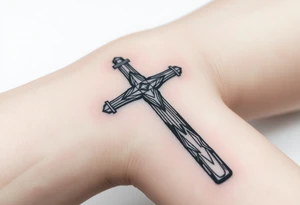 a wooden 12kv pole. Make the pole a cross that has a hidden resemblance to god. tattoo idea
