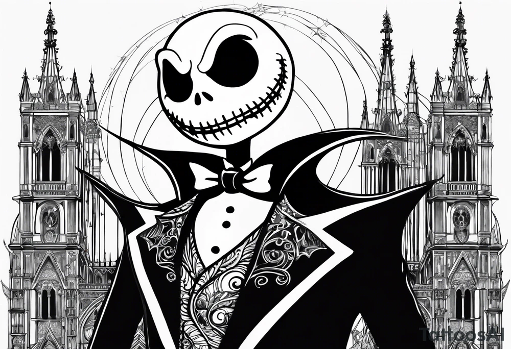 Jack Skellington with duomo milano tattoo idea Jack Skellington with duomo milano tattoo idea