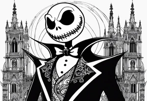 Jack Skellington with duomo milano tattoo idea