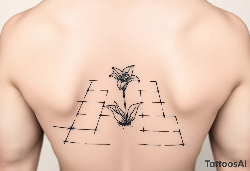 bathroom floor with lily coming up out of tile floor tattoo idea