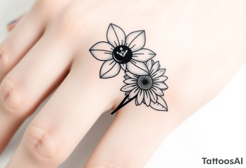 Orchid and sunflower tattoo idea