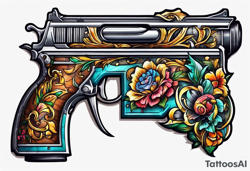 The letters AR with a pistol on each side tattoo idea