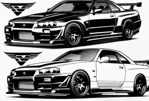 Nissan skyline GT-R R34 tattoo idea
