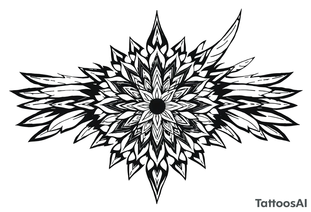 spiritual feather indian mandala shaman tattoo idea