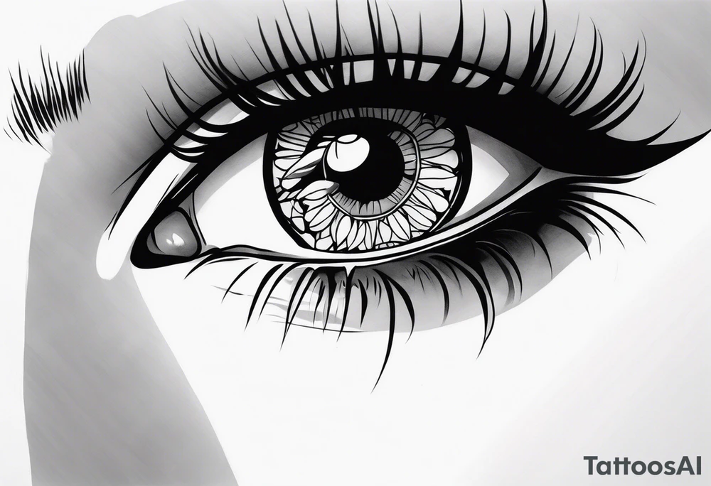 Sad girl Gothic eyes rolled back tattoo idea