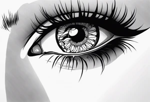 Sad girl Gothic eyes rolled back tattoo idea