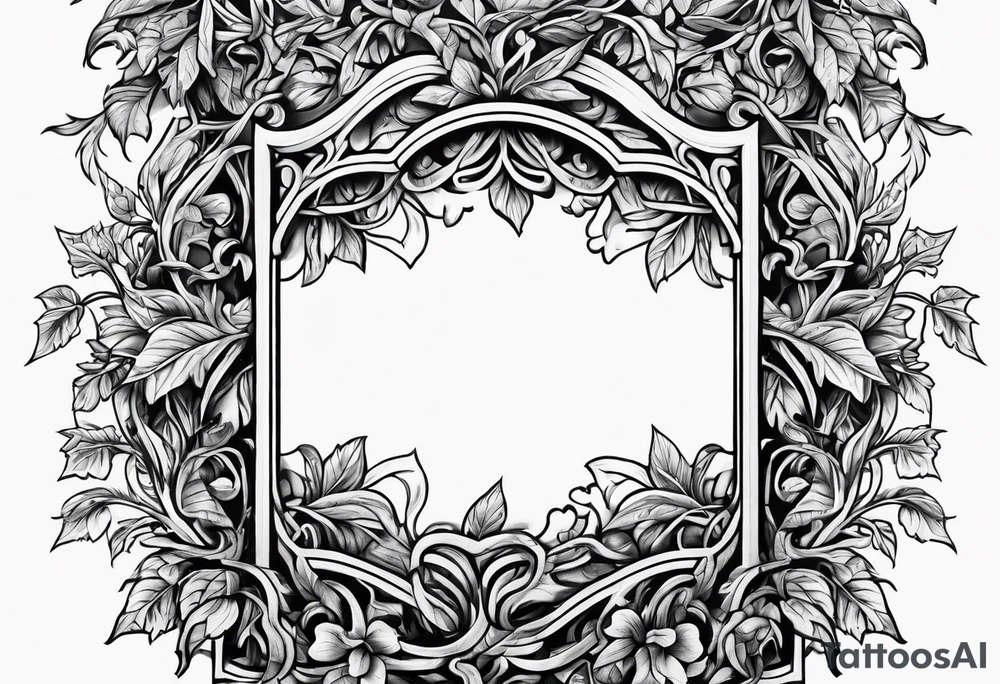 Leafy vines with tombstone tattoo idea