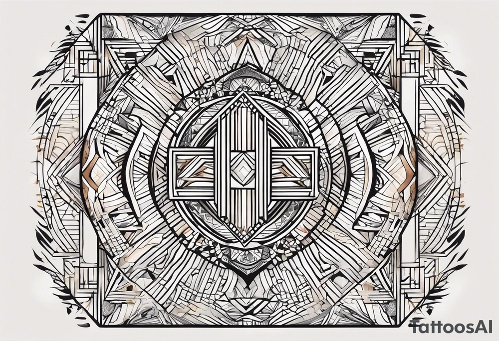 I'd like a minimalist geometric tattoo design symbolizing balance in life.  The design should be abstract. I'm open to various geometric shapes and patterns, but prioritize a harmonious and balanced overall look. tattoo idea