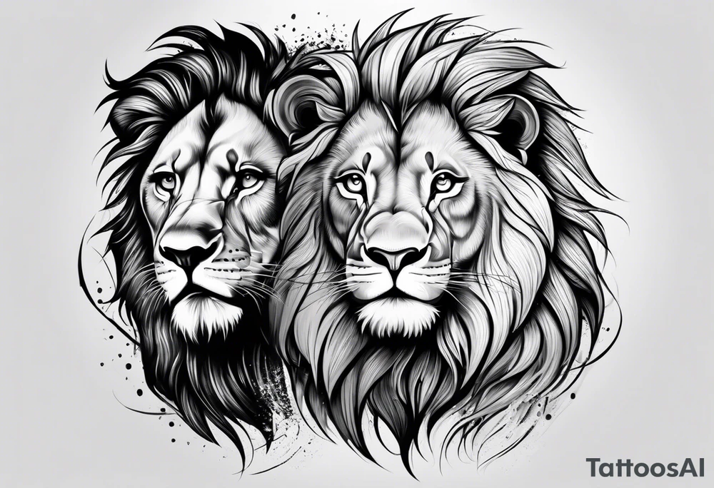 Realistic lion and lioness
bonding tattoo idea Realistic lion and lioness
bonding tattoo idea