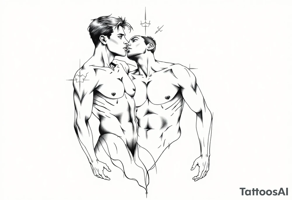 Reincarnation lust, naked men tattoo idea